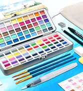 SRUOLOC Watercolor Paint Set 100 Colors, Travel Watercolor Set with Portable Carrying Case, Paper...