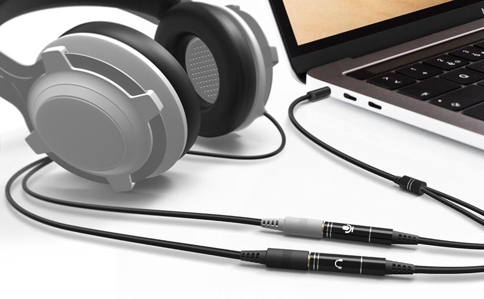 3.5mm Mic and Headphone Jack Splitter, Audio Y Splitter Adapter Extension Cable