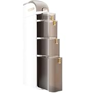 SJXHRFXY 4-Tier Storage Cabinet with 4 Drawers, PP &amp; PC, 22.05lb Capacity, White &amp; Clear Brown, w...