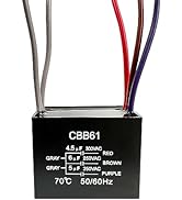YukiHalu Ceiling Fan Capacitor CBB61 4.5uf + 6uf + 5uf 5 Wire 250V Compatible with New Harbor Bre...