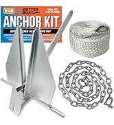 Heavy Duty Boat Anchor Kit, Fluke Design with Chain and Rope Set, for Pontoon, Deck, Fishing, and...