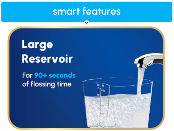 Image of Waterpik water reservoir with text reading large reservoir.