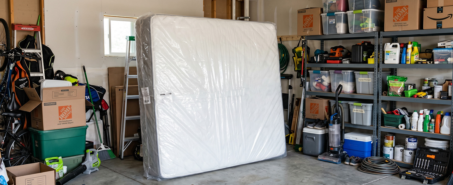 Full and king mattress covers with plastic layers prevent spills.