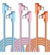APFEN USB C Cable 10FT, 3Pack Power Delivery 60W Nylon Braided C to C Cable 90 Degree Type C Fast...