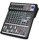 Jindaaudio Audio Mixer 8 Channel, DJ Mixer Board with Bluetooth and Usb, Audio Sound Card with In...