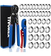 Tivorex PEX Crimping Tool Kit, 2 in 1 Ratchet Pex Clamp Tool with Cinch &amp; Removal Function for 3/...