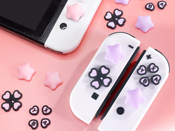 Cute Switch Joycon Thumb Grip Caps, Kawaii D-Pad Button Cover
