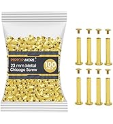 Performore 100 Pack of Chicago Screw Post Binding Screws, 23mm Brass Plated Metal Screw Posts for...