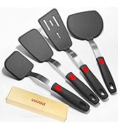 Silicone Spatula Turner Set with Lengthened Handle, Heat Resistant Spatulas for Nonstick Cookware...