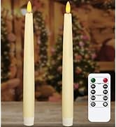 Upgraded Real Wax LED Flameless Taper Candles with Remote, KSWING Ivory Candlesticks Battery Oper...