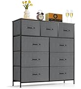 9-Drawer Dresser for Bedroom, Anti-Tip Tall Storage Organizer Chest of Drawers with Wooden Top an...
