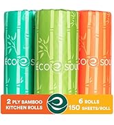 Eco Soul Bamboo Paper Towel Set Of 6 Rolls |150 Sheets Per Roll | Ultra Absorbent, Eco-Friendly, ...