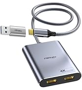 USB C and USB 3.0 to Dual HDMI Splitter Extended Display, Dual Monitor Adapter 4K60Hz for Mac M1 ...