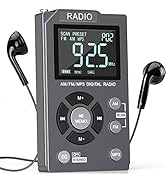 Digital AM FM Radio Portable Pocket Radio with Best Reception,600 mAh Rechargeable Walkman Radio ...