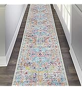 Pauwer Distressed Hallway Runner Rug 2'x10', Non Slip Washable Area Rug, Long Medallion Carpet fo...