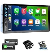 Double Din Car Stereo with Dash Cam,Compatible with Apple Carplay,Android Auto,7 inch Touch Scree...