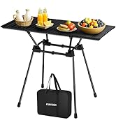 FUNYKICH 3ft Aluminum Roll Up Camping Table(L35''xW16''), 4 Height Adjustable Ultralight Folding ...