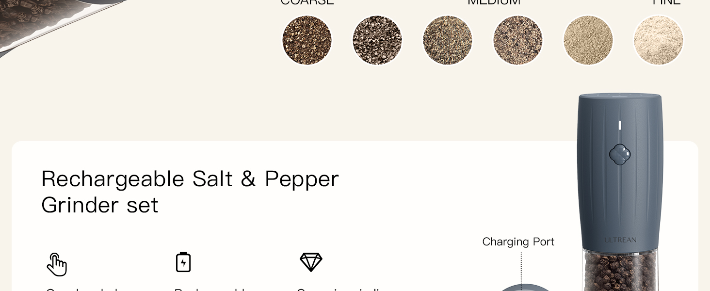 electric salt and pepper grinder set