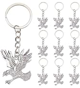 DICOSMETIC 20Pcs Eagle Keychain Bulk 85mm Antique Silver Eagle Key Ring Bird Key Chains Flying An...