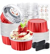 ZOXILEN 30Pcs Christmas Mini Cake Pans with Lids Aluminum Foil, Disposable Mini Baking Pan with L...