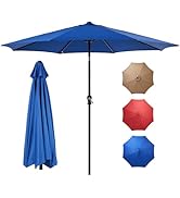 OLIXIS 9ft Patio Umbrella with Tilt and Crank Button &amp; 8 Sturdy Ribs Waterproof, Patio Table Umbr...