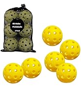 Quartdaxy 6 Pack Pickleball Balls for Outdoor &amp; Indoor, 40-Holes Practice &amp; Game Pickle Balls wit...