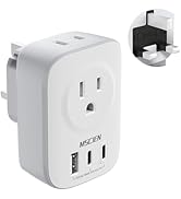 US to UK Plug Adapter, Mscien Type G Travel Adapter with 2 AC Outlets, 2 USB C &amp; 1 USB A Port, Ou...