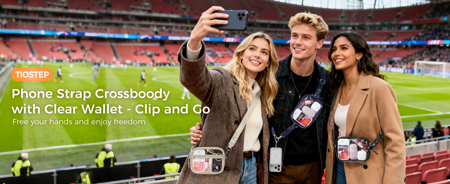 clip and go phone strap crossbody phone lanyard with wallet cross body wrist purse zipper pouch