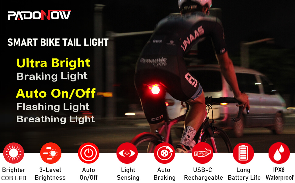 smart bike tail light auto brake bicycle rear back led usb rechargeable cycling sensing taillight 