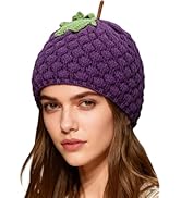 Amamcy Women's Crochet Bucket Hat Cute Frog Knit Ruffle Bucket Hat Soft Floppy Cap Handmade Fishi...
