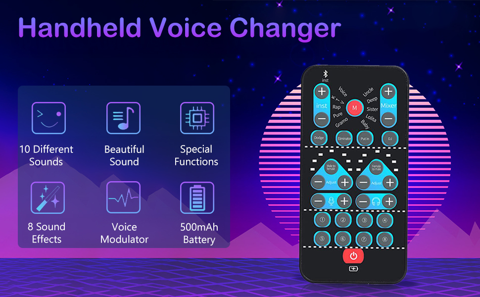 Handheld Voice Changer Portable Multifunctional Sound Disguiser 8 Sound Effects for Phone Tablet
