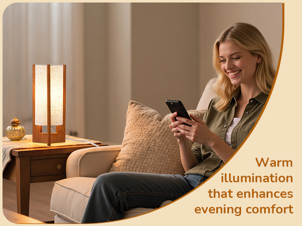 Small Wood Table Lamp for Living Room