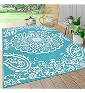 Pauwer Waterproof Outdoor Rug 5'x8', Reversible Outdoor Plastic Straw Rug, Outdoor Patio Rug for ...