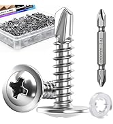 mxuteuk 420PCS #8×3/4" Self Tapping Screws,410 Stainless Steel Self Drilling Screws,Phillips Modi...