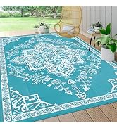 Pauwer Waterproof Outdoor Rug 9'x12', Reversible Outdoor Plastic Straw Rug, Outdoor Patio Rug for...