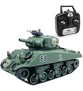 fisca Remote Control Tank, 2.4Ghz 15 Channel 1/20 Sherman M4A3 Main Battle RC Tank That Shoot Air...