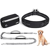 Dog Leash Hands Free, Walking Waist Belt with Pouch Removable &amp; Multifunctional|Shock Absorbing B...