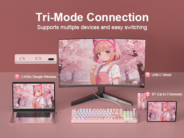Tri-Mode Connection - Supports multiple devices and easy switching