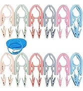Travel Hangers with Clips Portable Folding Clothes Hangers with 1 pcs Clothesline 12 pcs with 24 ...