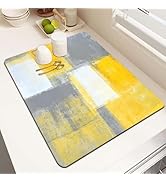 MCALK Yellow Dish Drying Mat for Kitchen Counter, Grey Dish Drying Pad with Anti-Slip Rubber Base...