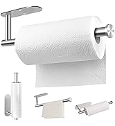 MGahyi Paper Towel Holder Wall Mount, Self Adhesive Or Drilling Under Cabinet Kitchen, 13.2 inch ...