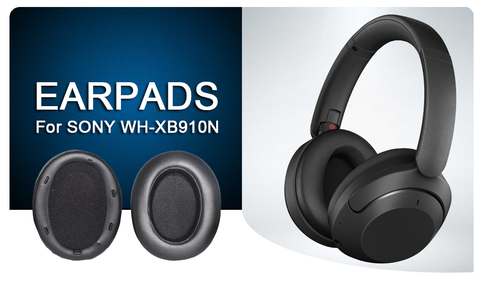 Replacement Ear Cushion Pads with Protein Leather and Memory Foam for Sony WHXB910N