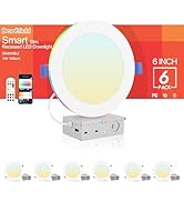 Dcvoltfield 6pack Smart RGB Recessed Light 6Inch,Ultra-Thin Canless LED Downlight,2.4GHz Wi-Fi Bl...