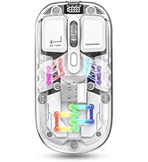 Wireless Bluetooth Mouse, Transparent BT + 2.4G Dual-Mode Mechanical Mouse with Magnetic Top Cove...