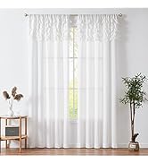 JINCHAN Linen Curtains for Living Room Reversible Shabby Chic Ruffle Farmhouse Curtains Rod Pocke...
