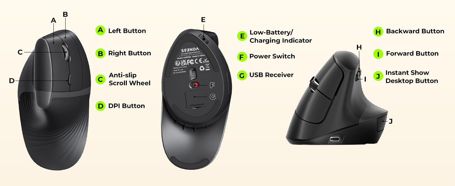 ergonomic vertical mouse rechargeable ergo mouse vertical mice wireless