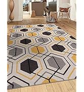 Rugshop Contemporary Geometric Stripe Carpet Easy Cleaning for Living Room,Bedroom,Home Office,Ki...