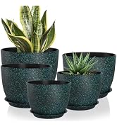 YNNICO Plant Pots 10/9/8/7.5/7 inch Set of 5,Flower Pots with Multi Mesh Drainage Holes, Large Pl...