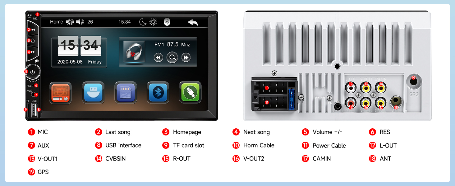 double din car stereo car radio car audio receivers bluetooth car stereo touch screen car stereo