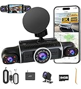 4 Channel Dash Cam Front and Rear Inside Back 360° FHD 2K Dash Camera for Cars, WiFi, GPS, G-Sens...